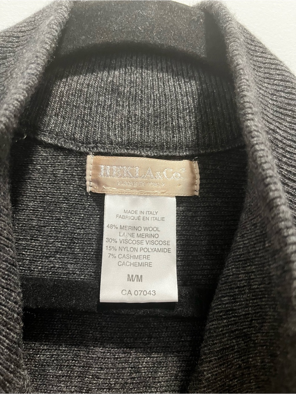 Vintage Cashmere Merino Wool Hekla & Co Snap Front Gray Knit Sweater Cardigan M - Picture 7 of 7